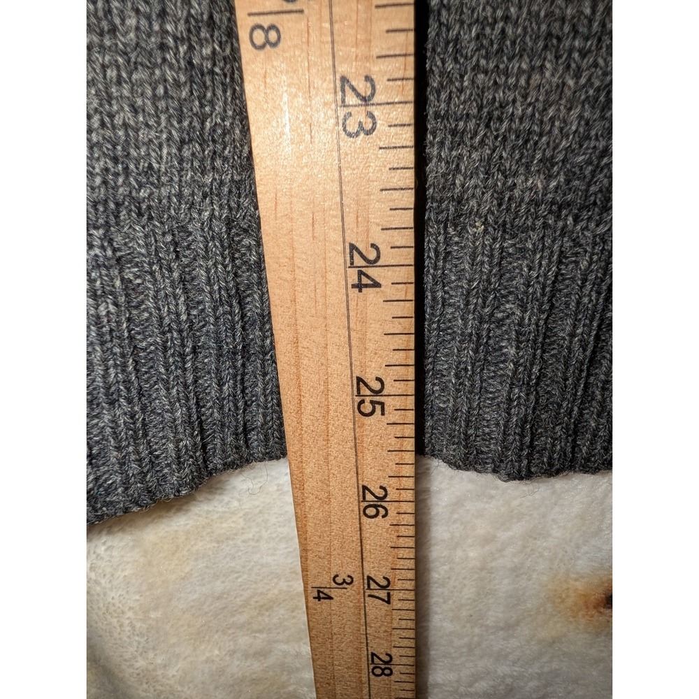 L.L. Bean Sweater Mens Medium Gray Shetland Wool Elbow Patch Crewneck Pullover - Picture 4 of 10